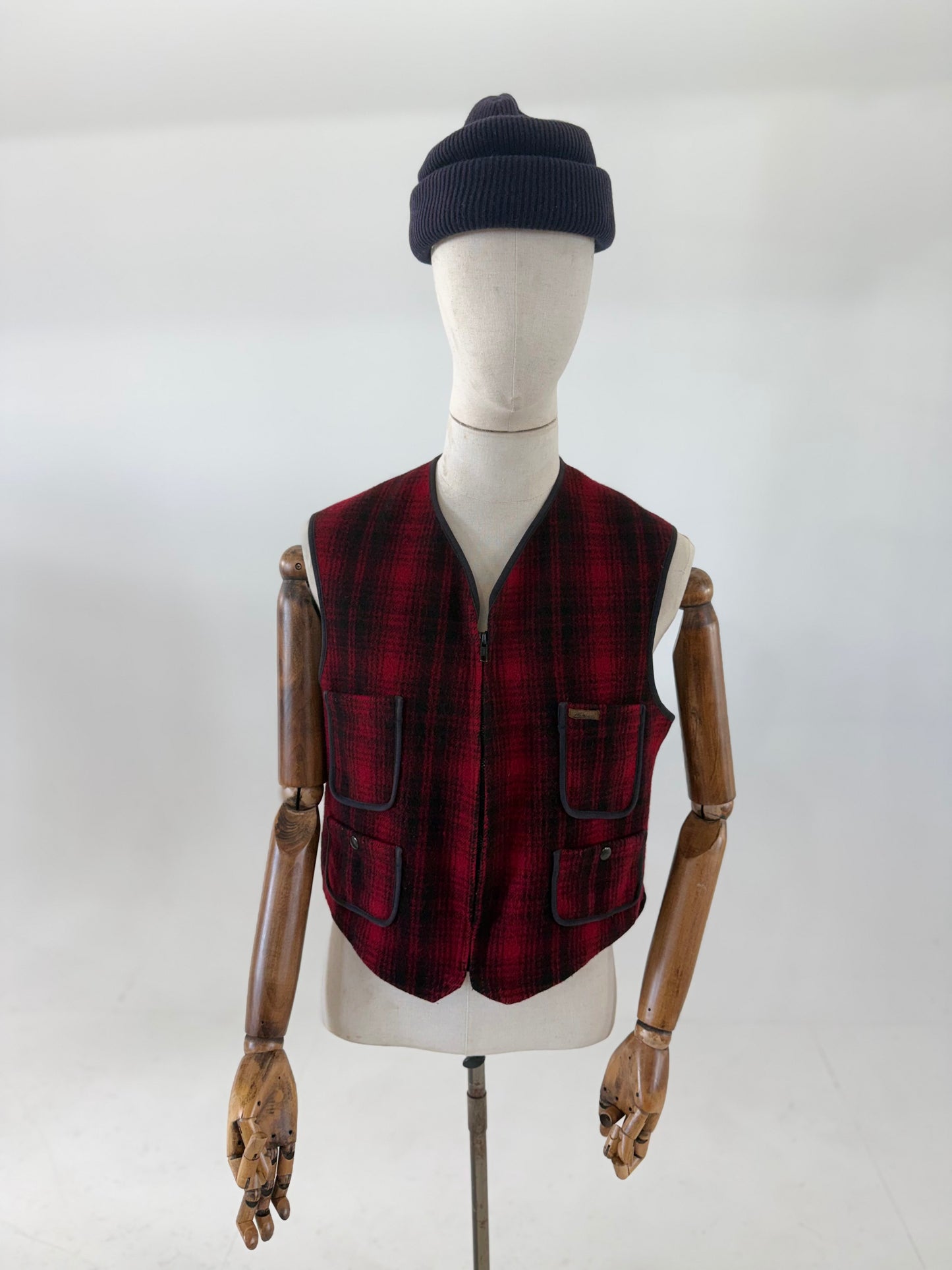 Vintage 90s Woolrich Made in USA buffalo check wool vest Medium