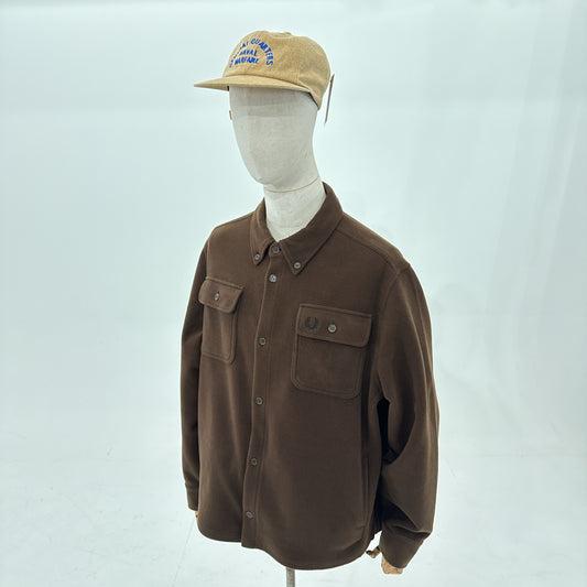 Fred Perry Chocolate brown fleece overshirt (XL)