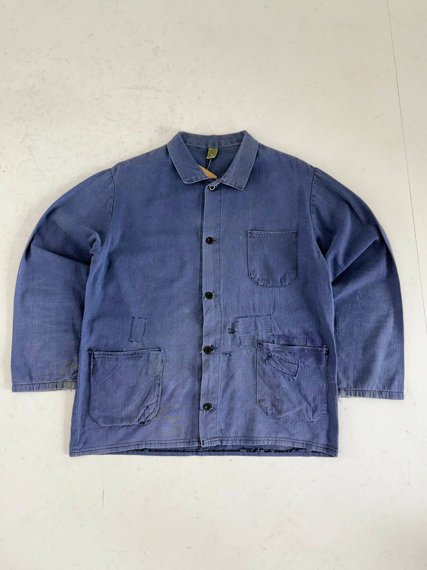 Vintage HBT Herringbone cotton blue worker jacket - XL
