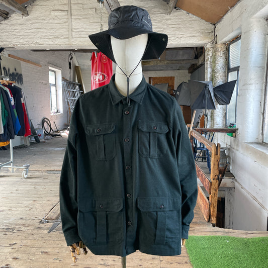 Barbour 4 pocket overshirt in dark forest green colour flannel cotton shirt - XL