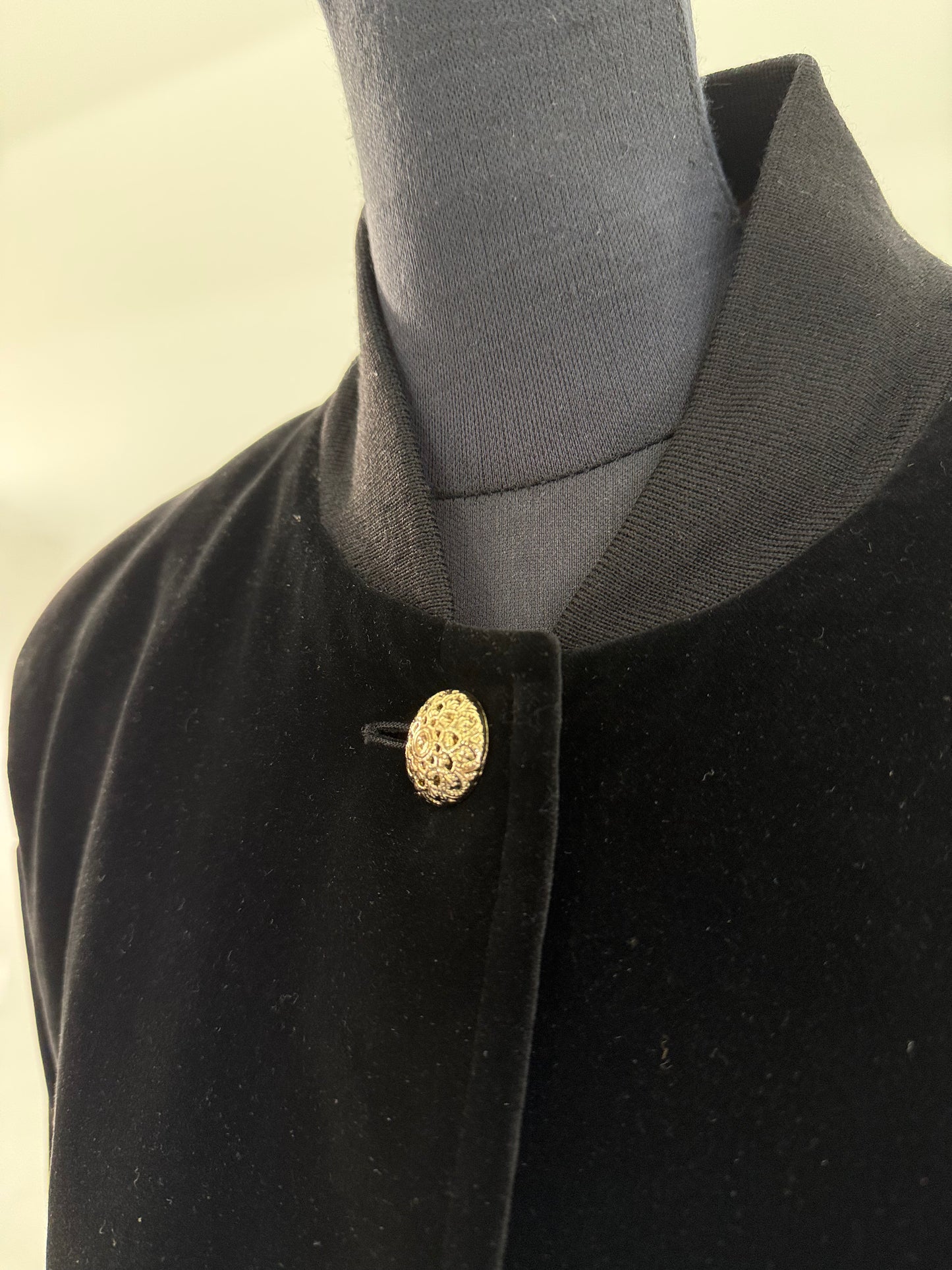 1980s Escada by Margaretha Ley Velvet Black Bomber Jacket UK 8/10