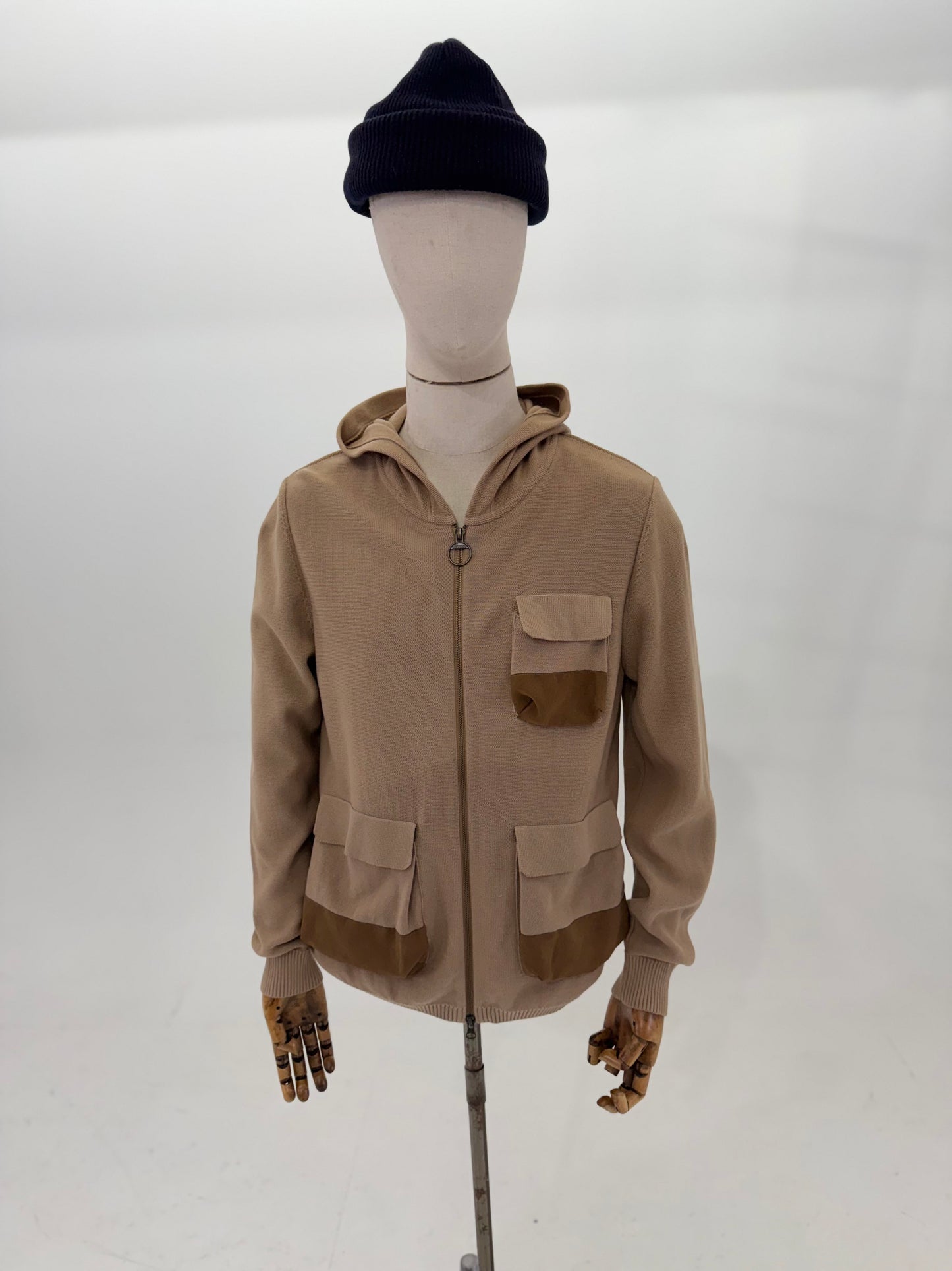 Barbour x To Ki To multi-pocket knitted hoodie - Medium (New)