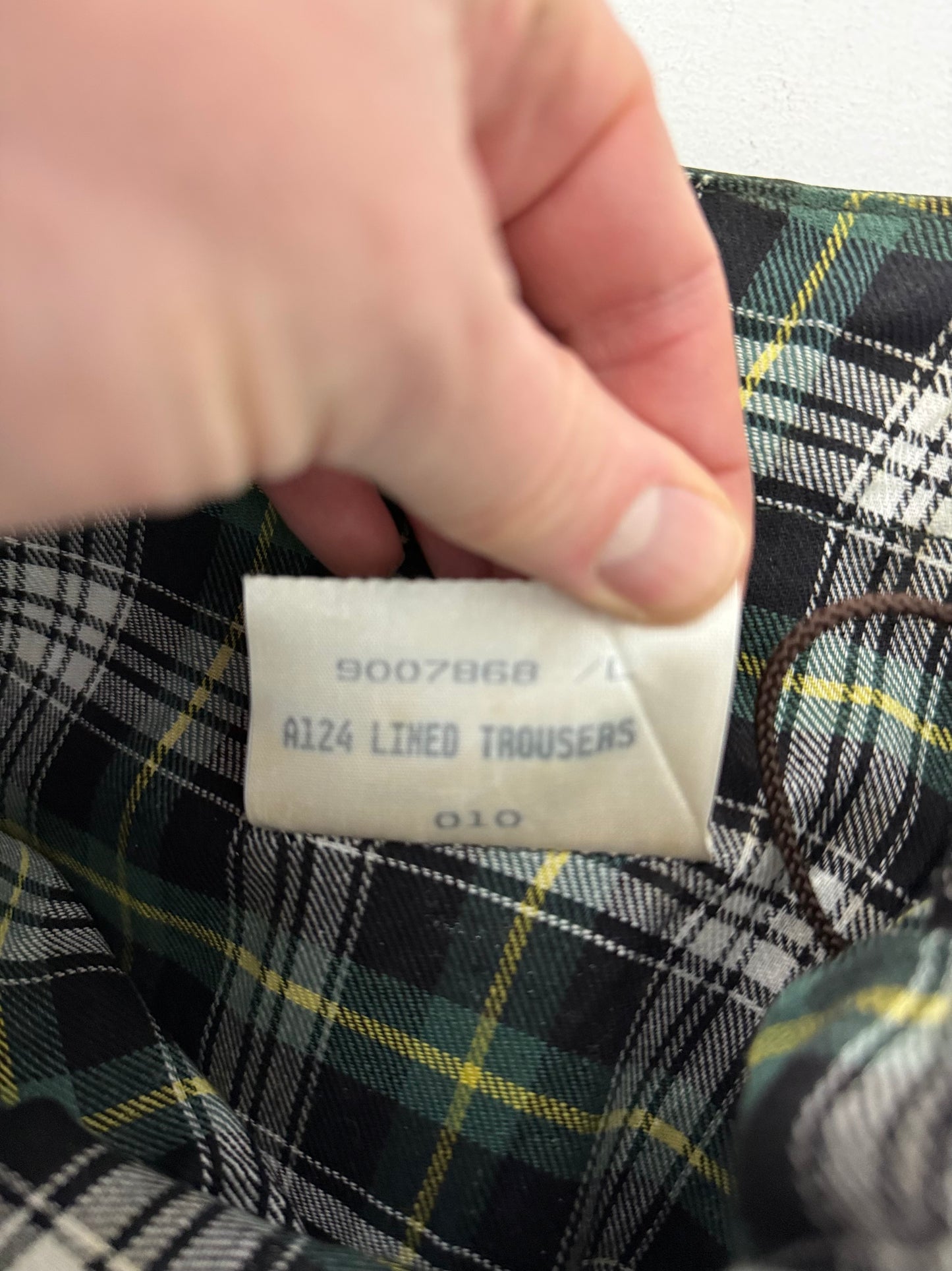 1990 Barbour A124 Lined waxed cotton over-trousers (Small).