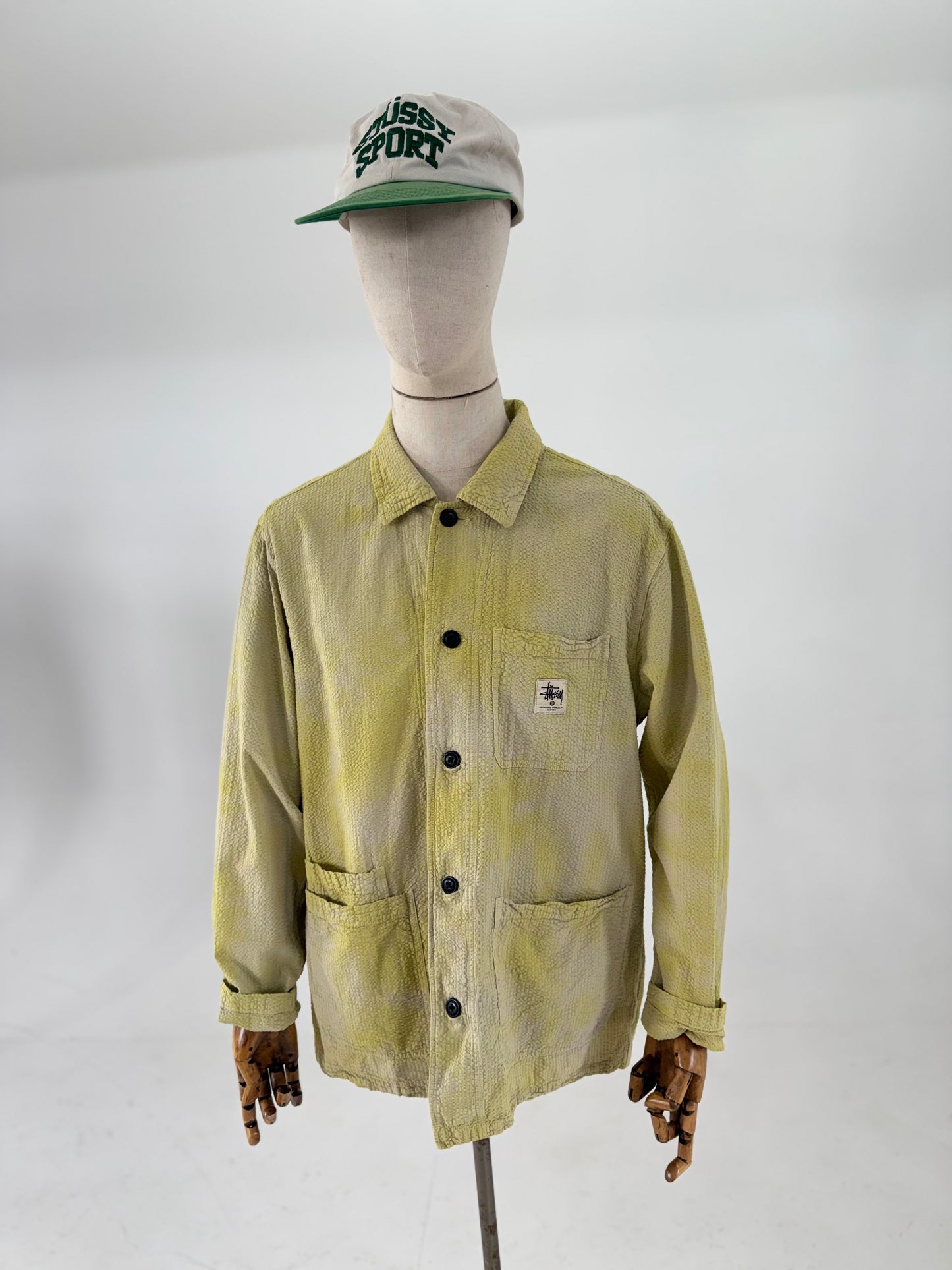 SS19 Stüssy overdyed seersucker chore jacket - Large