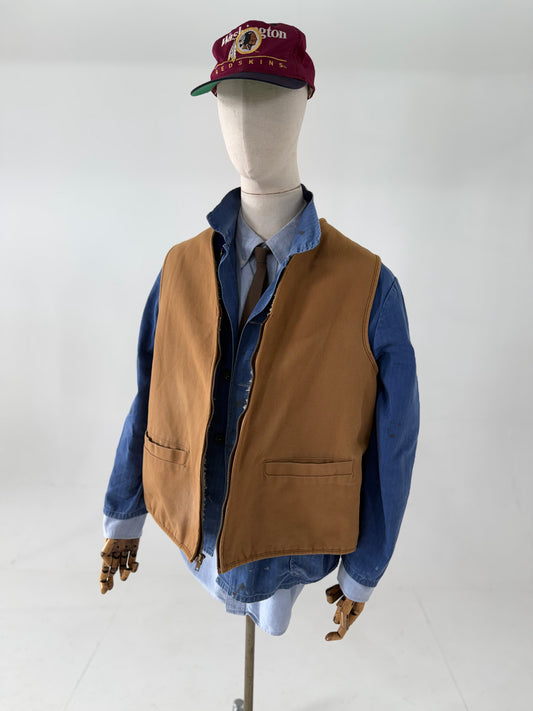Vintage 80s Carhartt duck canvas shearling hunting vest XL