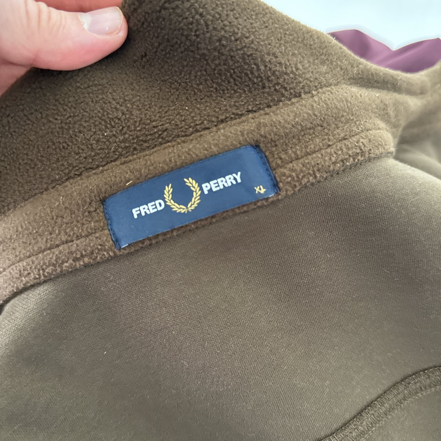 Fred Perry Chocolate brown fleece overshirt (XL)