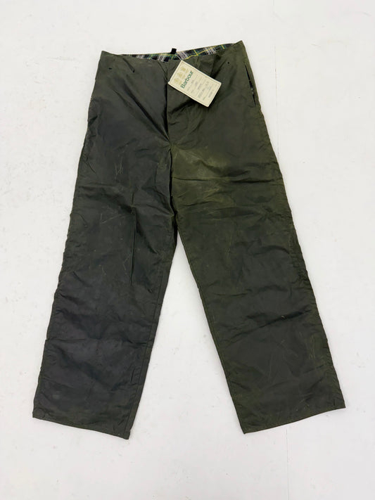 1990 Barbour A124 Lined waxed cotton over-trousers (Small).
