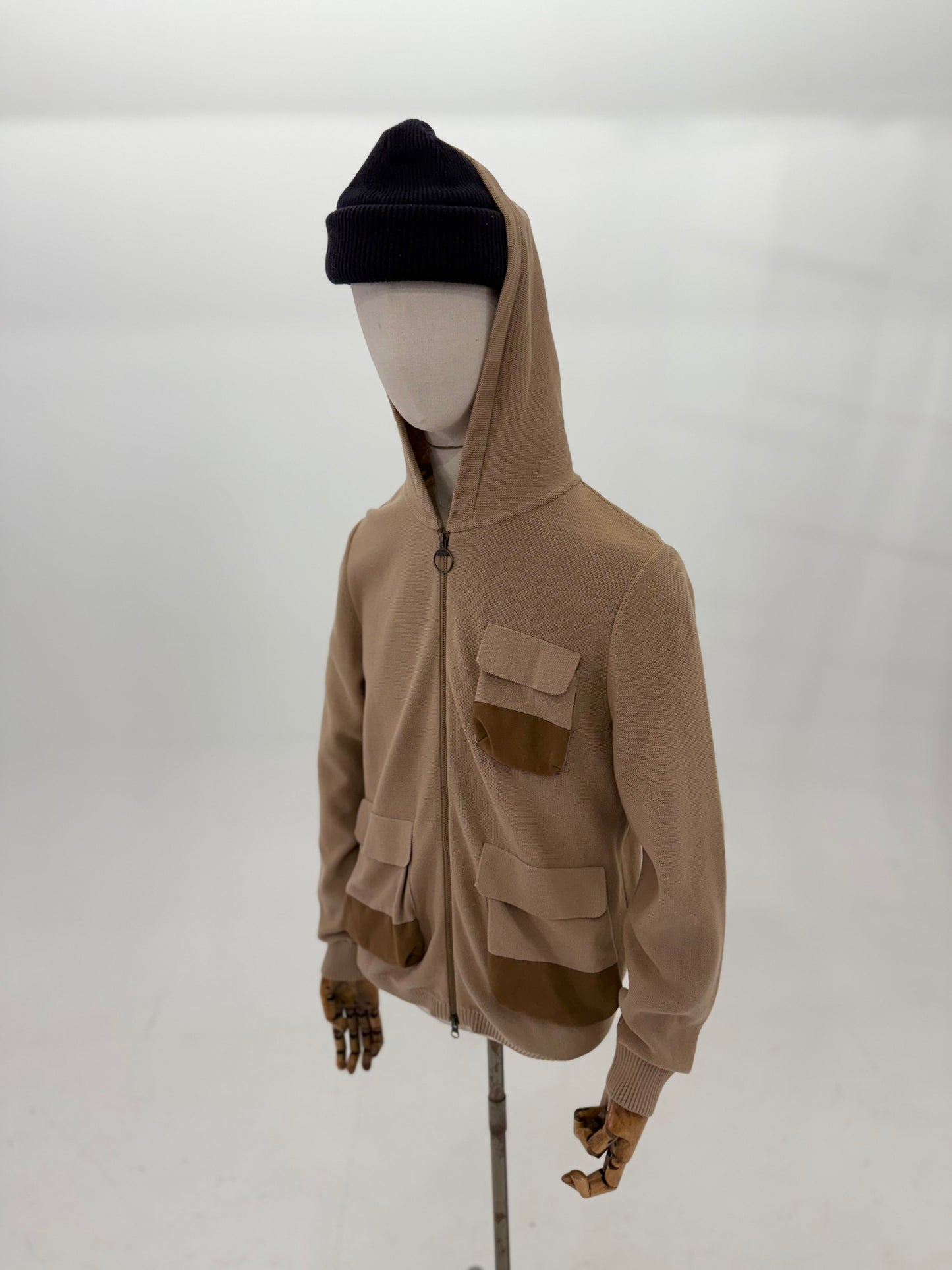 Barbour x To Ki To multi-pocket knitted hoodie - Medium (New)