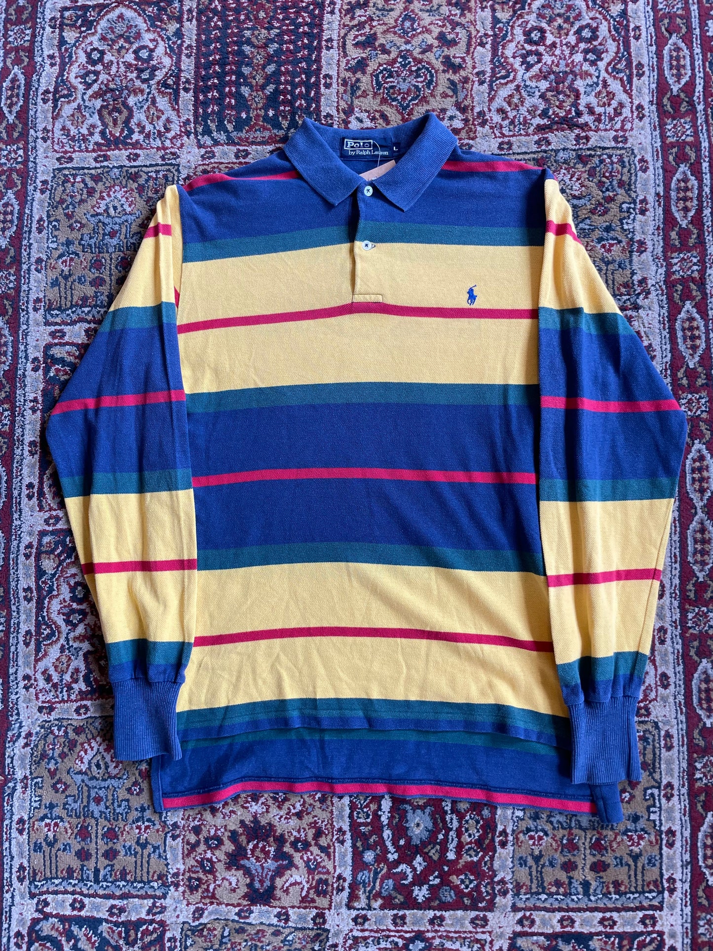 90s Polo Ralph Lauren stripe polo shirt (L)