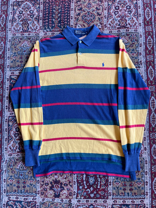 90s Polo Ralph Lauren stripe polo shirt (L)