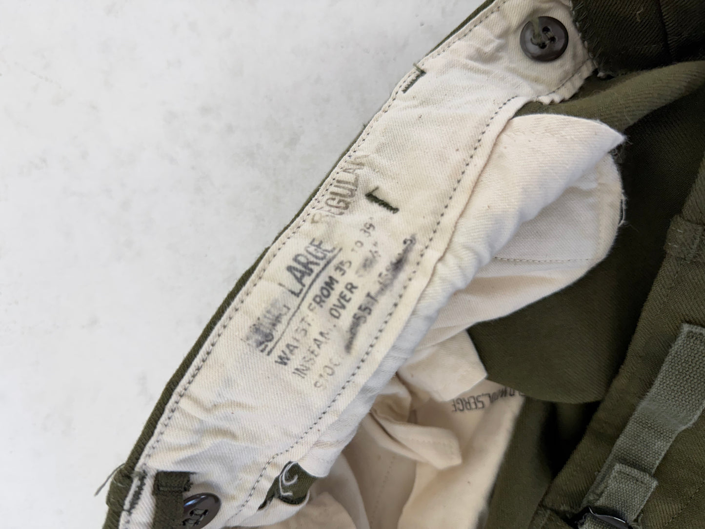 Vintage 1951 US Army M-1952 wool field trousers Large Regular unissued Korean War