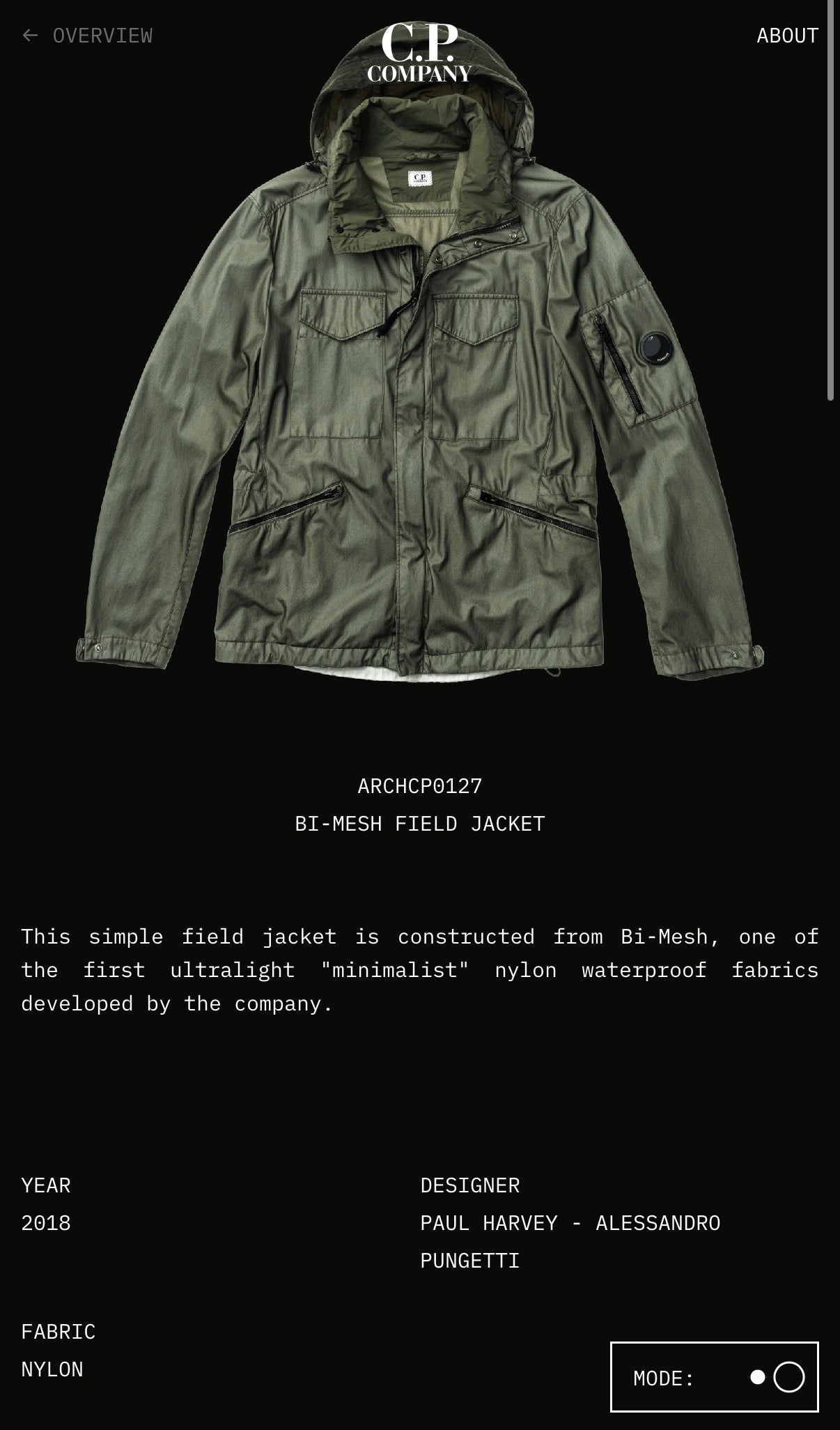 2018 C.P Company Bi-Mesh field jacket (size 50)