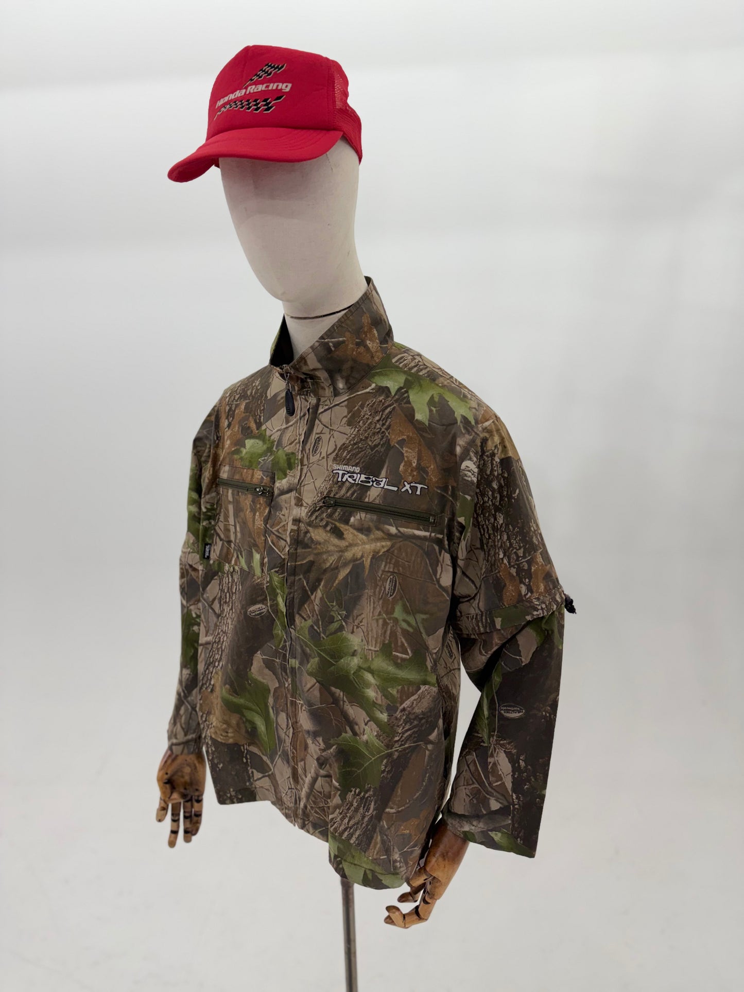 Vintage 90s Shimano Tribal XT real tree camo fishing shirt (Medium)