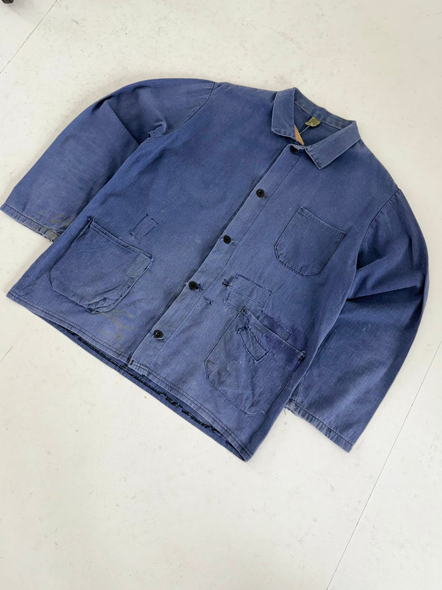 Vintage HBT Herringbone cotton blue worker jacket - XL