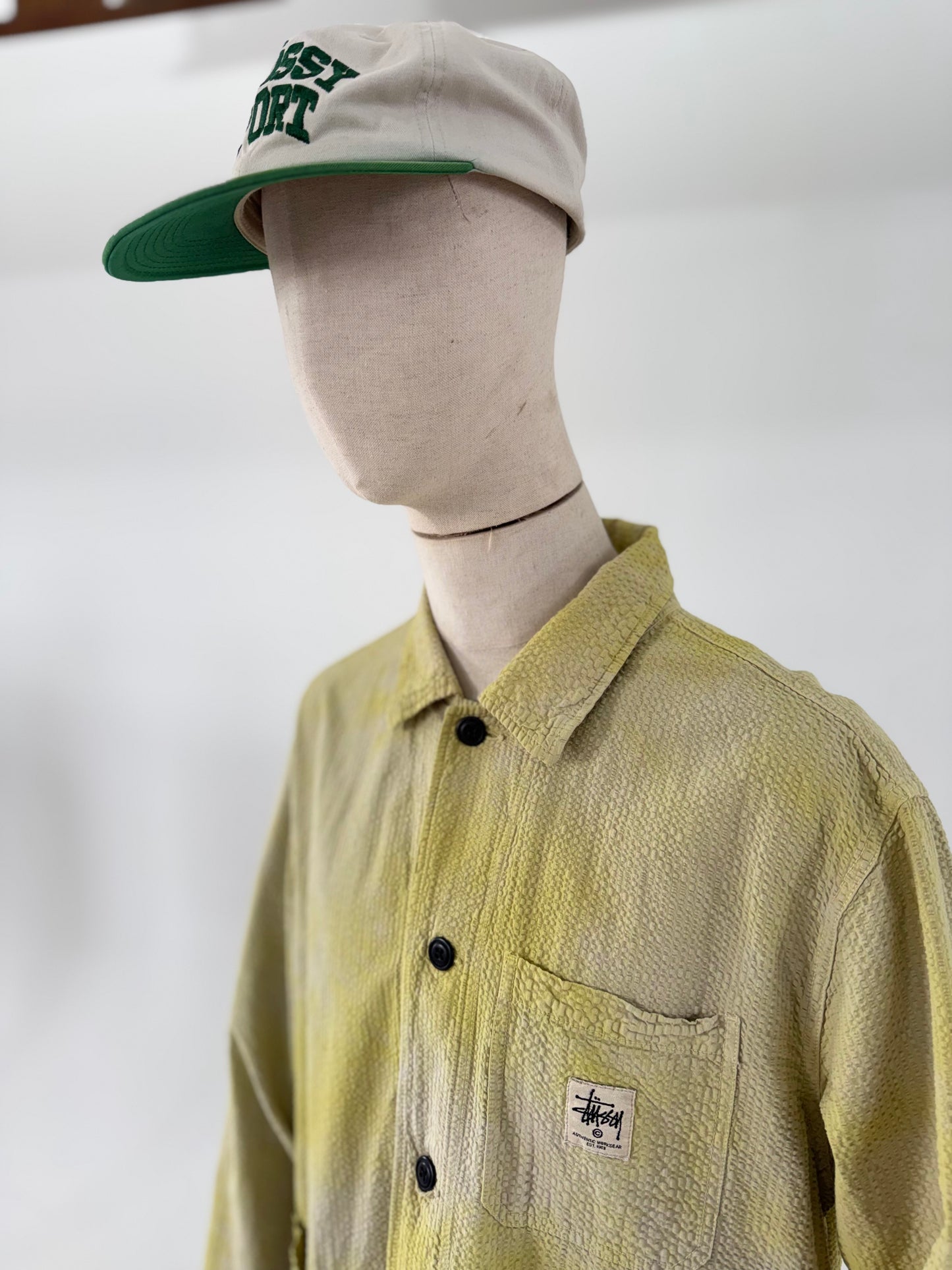 SS19 Stüssy overdyed seersucker chore jacket - Large