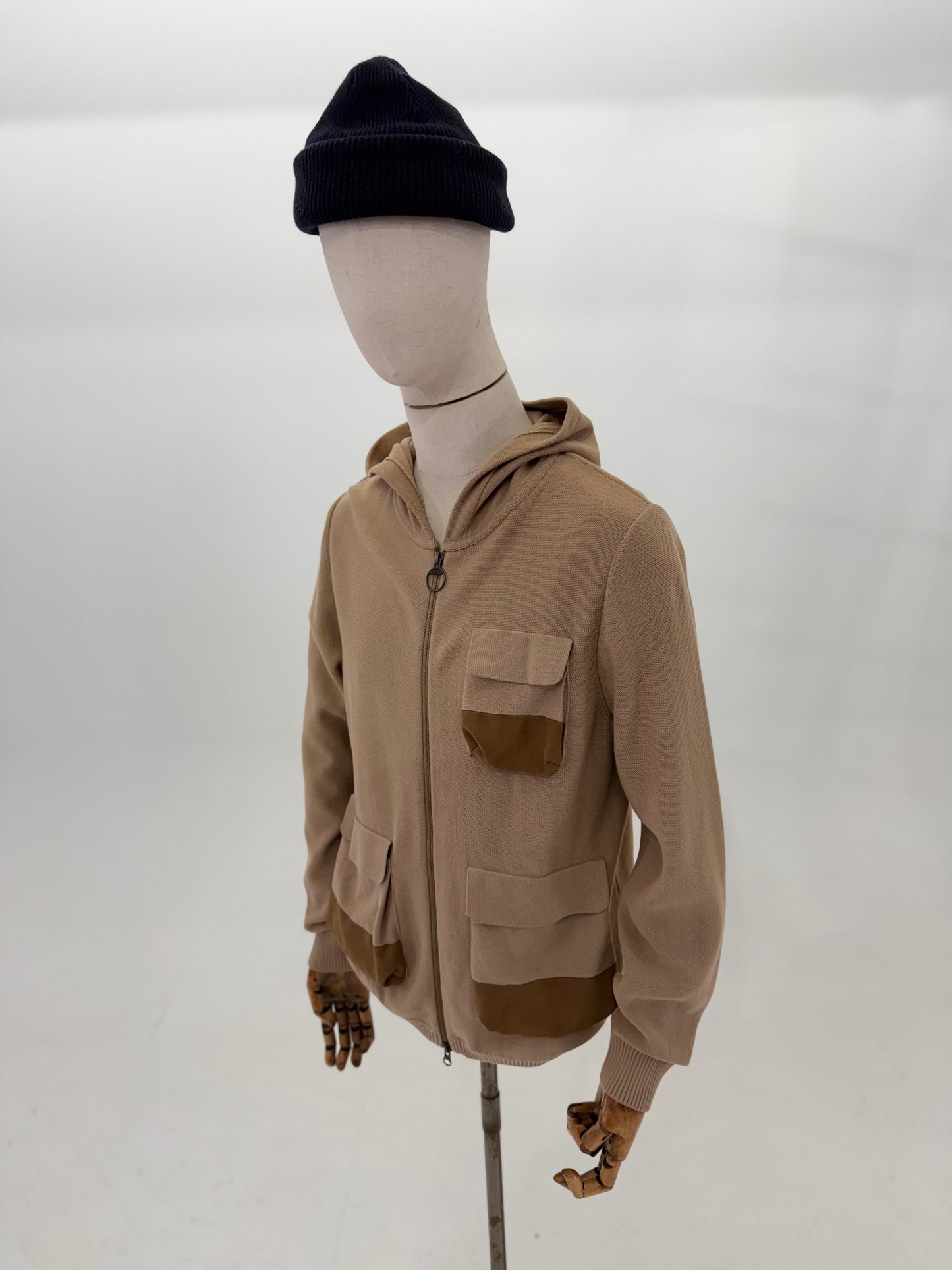 Barbour x To Ki To multi-pocket knitted hoodie - Medium (New)