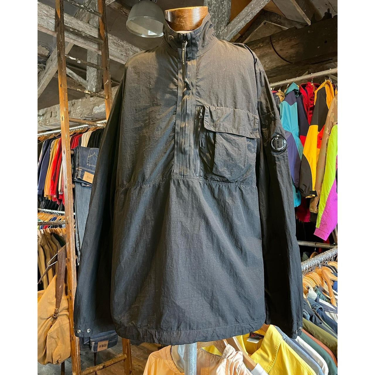 Aw21/22 C.P Company Flatt Nylon quarter zip overshirt (XL)