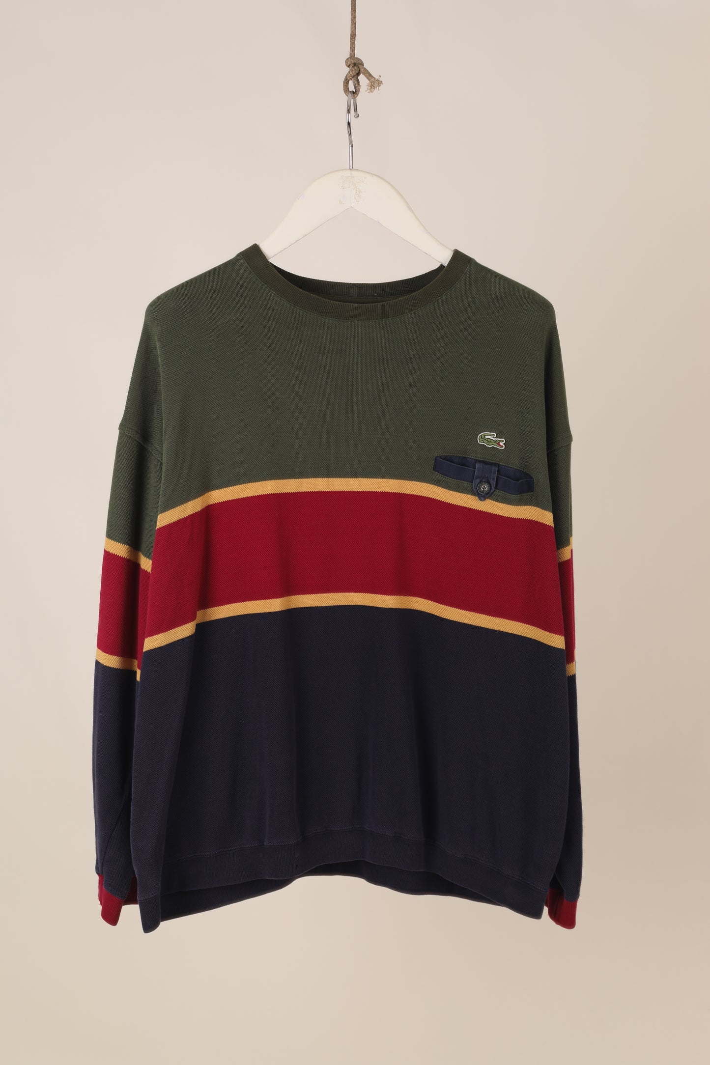 Lacoste Stripe pique cotton sweatshirt