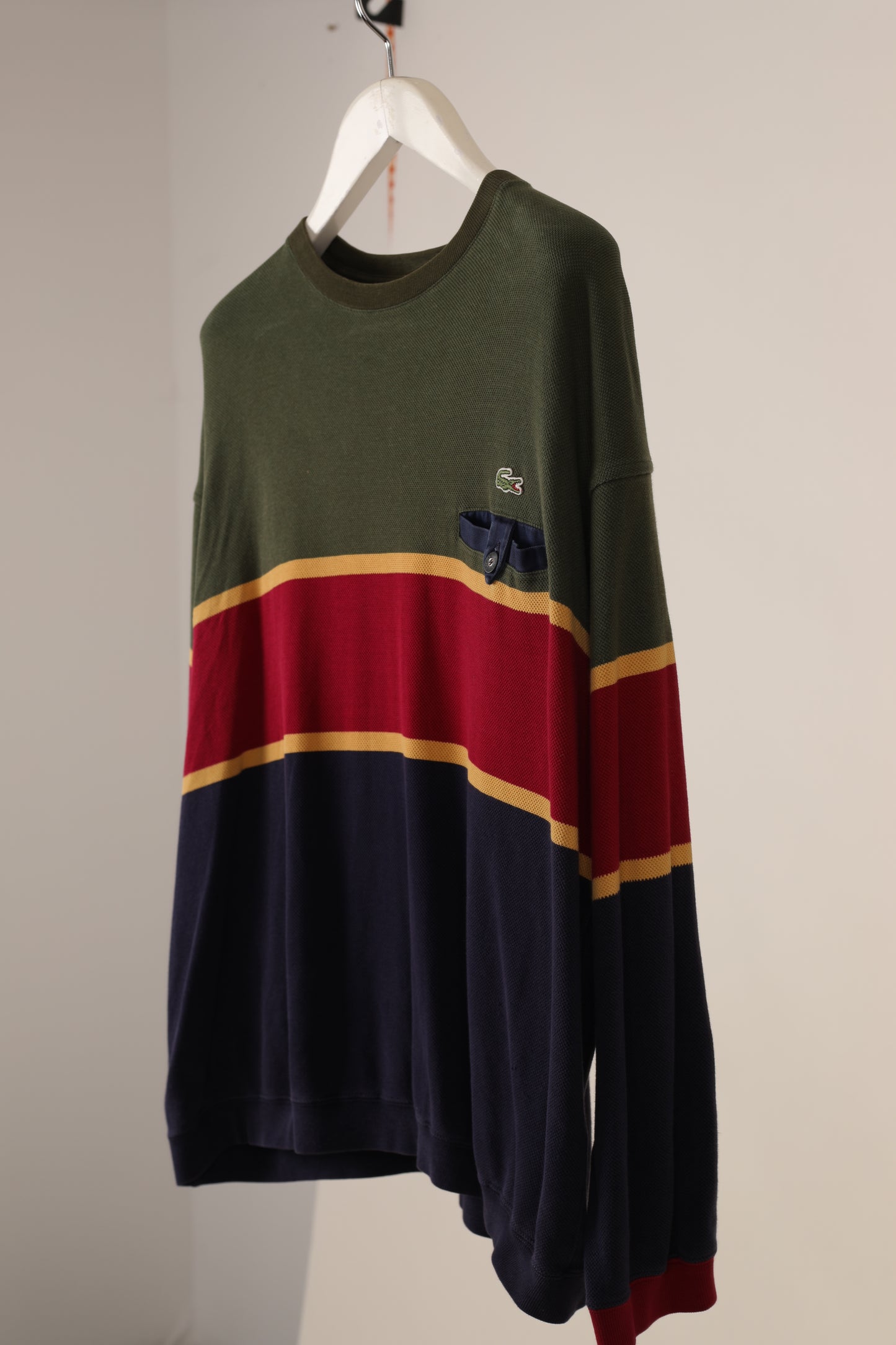 Lacoste Stripe pique cotton sweatshirt