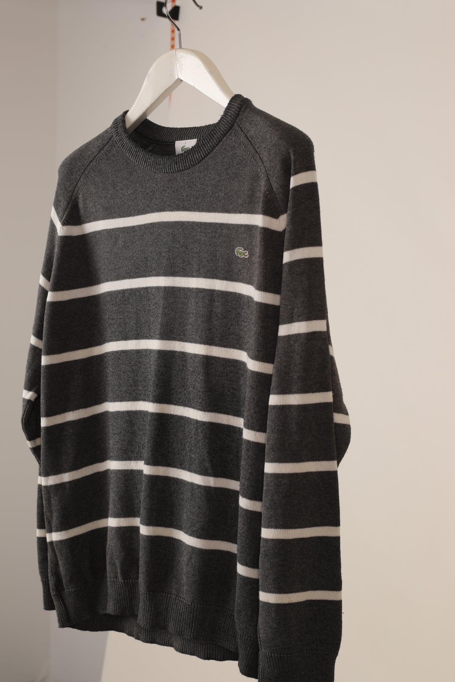 Lacoste Grey stripe knitwear jumper